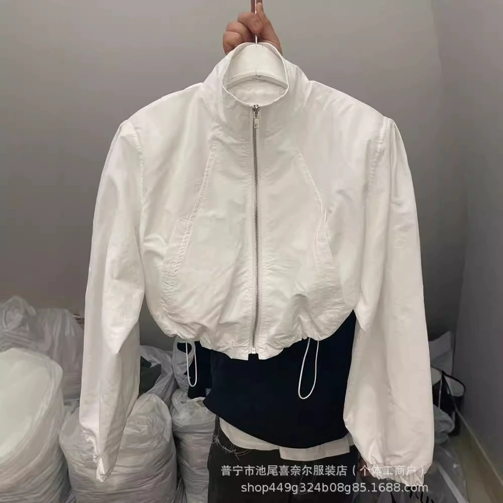 Легкая летняя куртка-жилет с защитой от солнца, молния, Drawstring на подоле, короткие рукава — белый/черный/серый, размеры S-XL