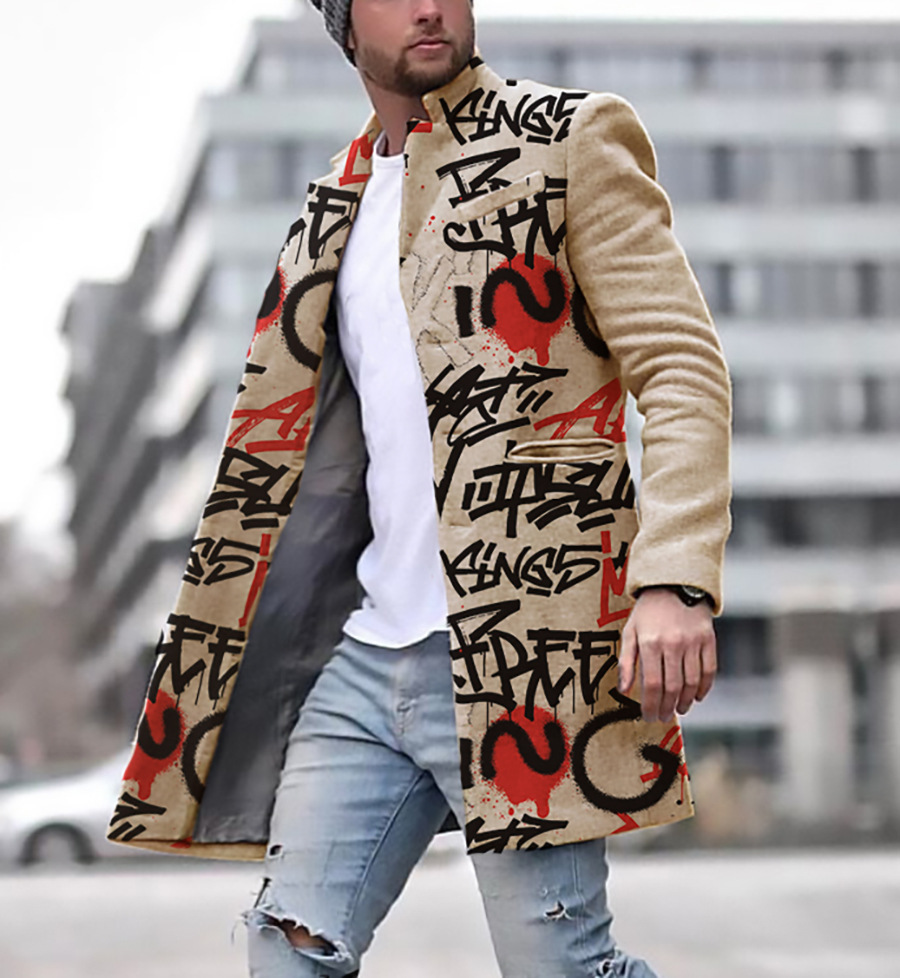 2024 europeo y americano de comercio exterior de otoño e invierno de los nuevos hombres de lana collar medio-longitud de la capa de bolsillo casual moda caliente