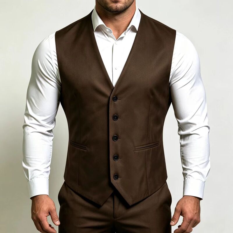 2026 Autumn/Winter Men's Cross-Border Wish Trendy Korean Style Slim-Fit Vest Jacket Suit Vest Plus Size Vest 8702