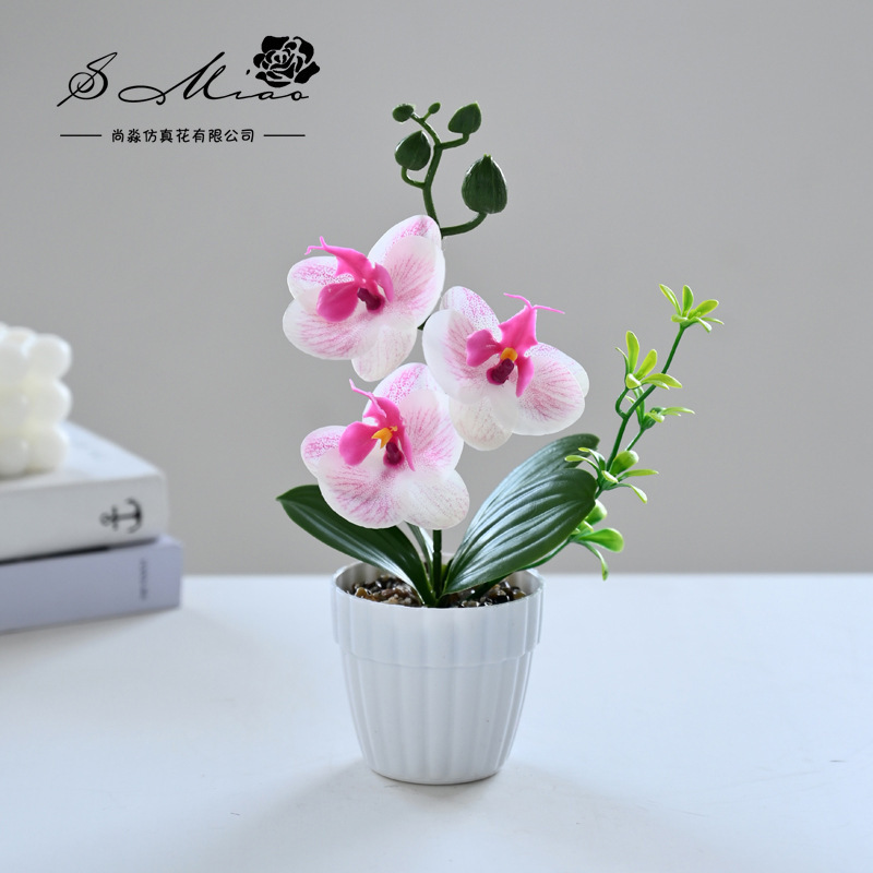 Simulación de flores pequeñas cuatro flores orquídeas mariposa fábrica de bonsai directamente para flores artificiales adornos de decoración interior flores de seda imitación en maceta image 19