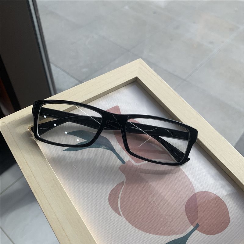 2026 New Retro Square Frame Glasses Black Square Non-Prescription Glasses Anti-Blue Light Myopia Glasses Tiktok Live Streaming Dropshipping