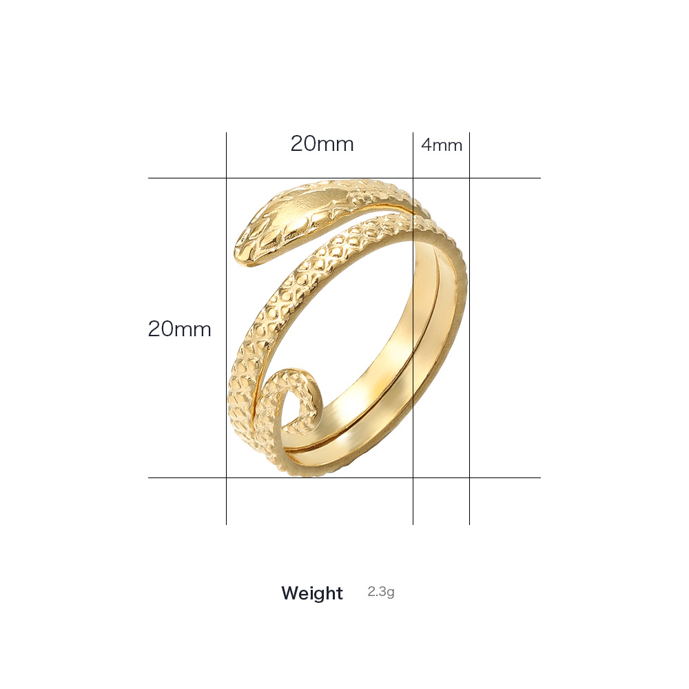 Fashion Simple Snake Series Open Adjustable Titanium Steel Ring
