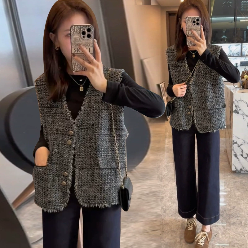 Xiao Xiangfeng кисточки из плетеных коротких жилетов женский осенний новый продвинутый стиль без рукавов темпераментный жилет жакет топ прилив