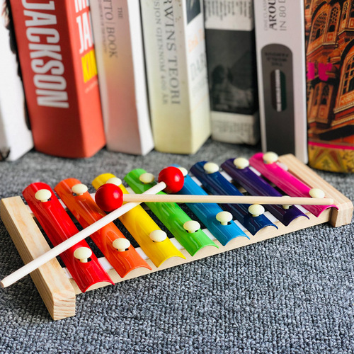 Infants and young children's wooden eight-note musical instrument toy Early education baby educational musical instrument toy 1-2-3 years old small wooden musical instrument