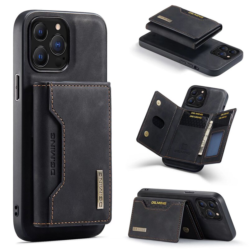 Suitable for Iphone17Promax Multifunctional Split Card Holder Phone Case Apple 16 Retro Magnetic Protective Case M2