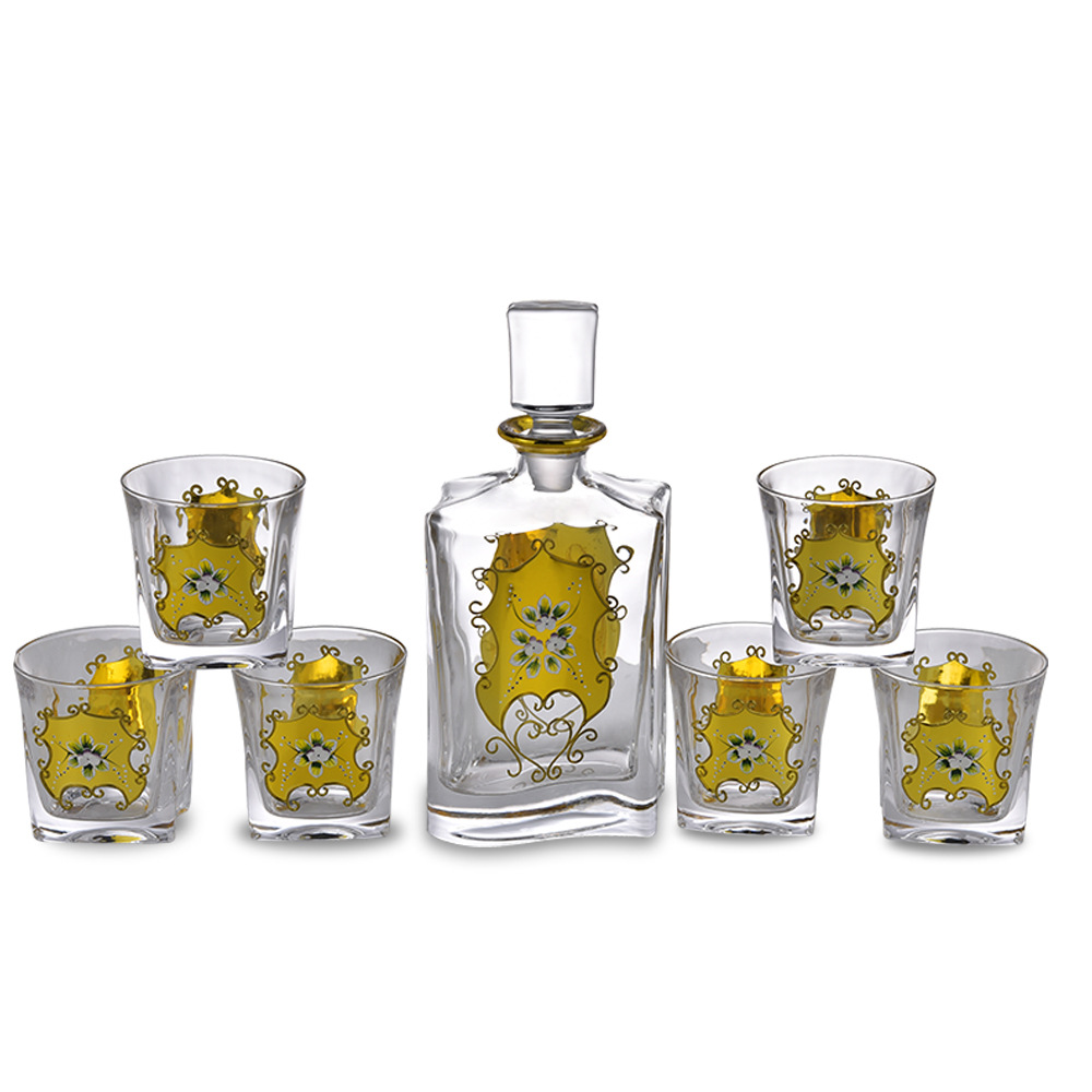 轻奢珐琅花酒具套装礼盒 欧式威士忌轻奢北欧风摆件家居饰品 ins