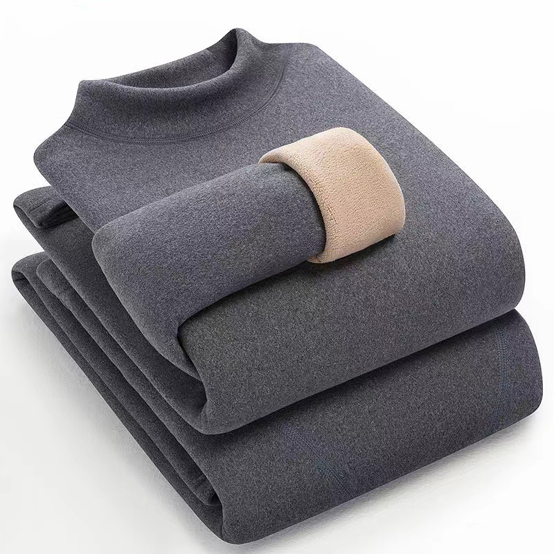 Men's Lamb Wool Thermal Underwear Set, Fleece-Lined and Thickened for Autumn and Winter 2024