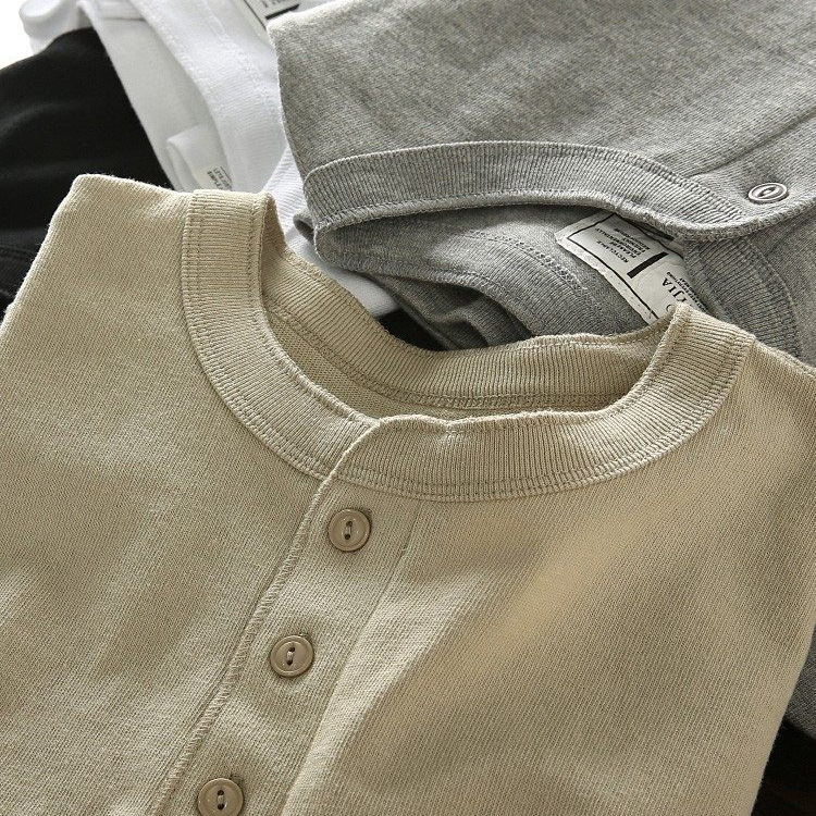 Autumn and Winter New Style American Casual Henley Shirt for Men, Retro Simple Versatile Solid Color Daily Long-Sleeve T-Shirt Base Layer Autumn and Winter New Style American Casual Henley Shirt for Men, Retro Simple Versatile Solid Color Daily Long-Sleeve T-Shirt Base Layer