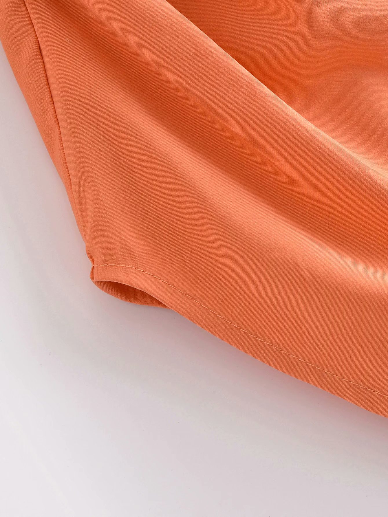 solid color long-sleeved arc hem knotted shirt dress  NSAM54304