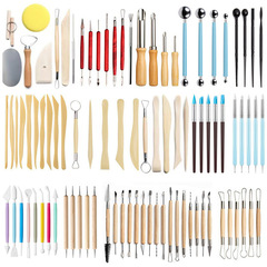 プラスチック陶泥泥塑五点セット美術用品DIY彫刻造形工具メーカー軟陶芸工具卸売り