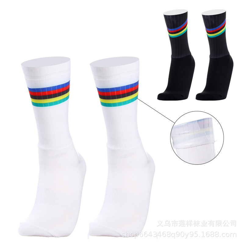 Aero Tour De France Woven Aerodynamic Cycling Socks Champion Five-Color Striped Quick-Dry Non-Slip Breathable Lightweight Cycling Socks Aero Tour De France Woven Aerodynamic Cycling Socks Champion Five-Color Striped Quick-Dry Non-Slip Breathable Lightweight Cycling Socks