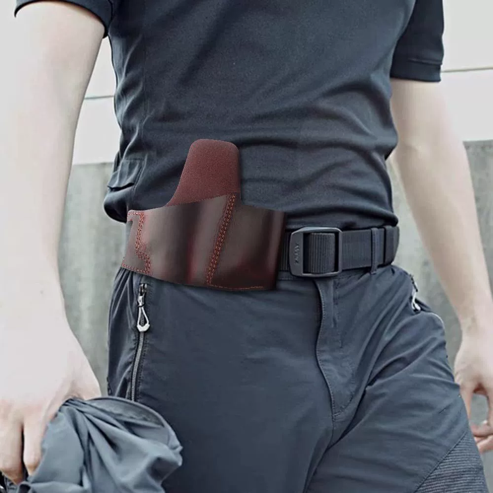 Тактическая кобура для пистолета и магазина из коровьей кожи для ношения на поясе, подходит для Glock G17, 1911, скрытого ношения, быстрого доступа.