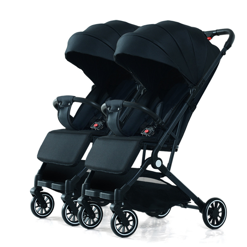 Cochecito doble que se puede usar como cochecito para bebés, permite sentarse y acostarse, ligero, plegable, un gran herramienta para pasear con los niños, se puede sentar y plegar.