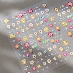 赤い本の同じタイプの油絵の復古的な太陽の花の浮き彫りのネイルシールの防水のバックゴムのDIYの爪の装飾は絵を貼ります。