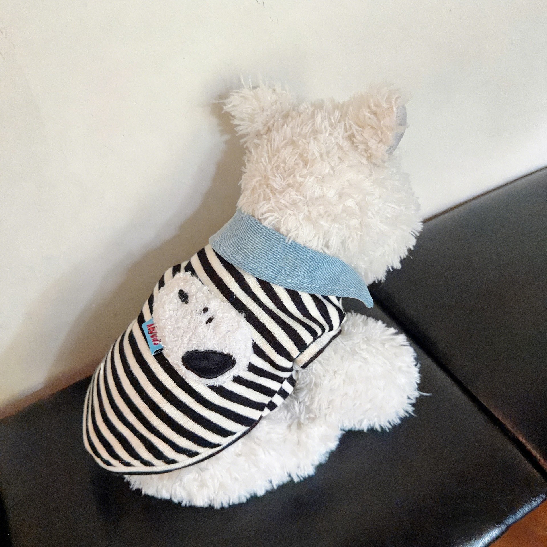 狗狗衣服春夏款弹力条纹衫无袖背心小型犬约克夏马尔济斯翻领T恤