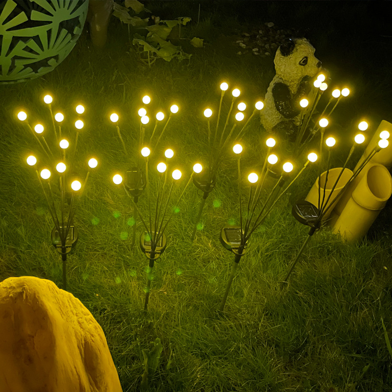 Guirnaldas de luces solares, luces de luciérnaga, luces decorativas para el suelo, jardín, césped, árbol de Navidad, luces de cadena impermeables para acampar