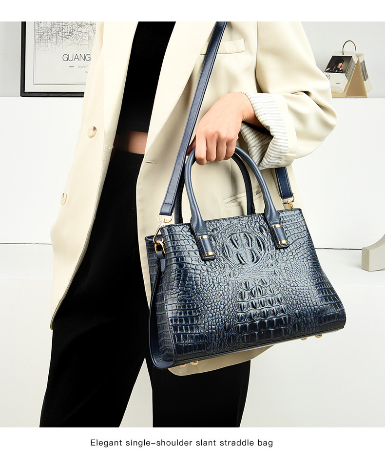 Elegant Crocodile Pattern Leather Handle Bag For Women_voghion.com