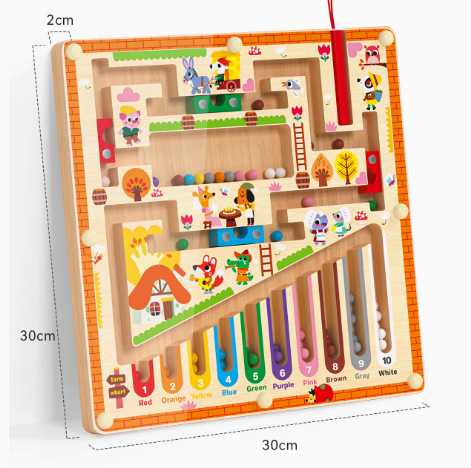 Cpc rompecabezas para niños bolígrafo magnético laberinto digital educación temprana clasificación de color de madera tablero de conteo juguetes de 1 a 3 años