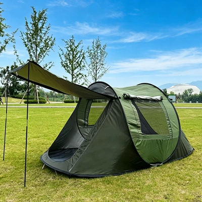 people, fully automatic, sun-proof, Avtomobil dam çadırları - 3-4-person-military-green-entryway-style-standard-tent-equipment