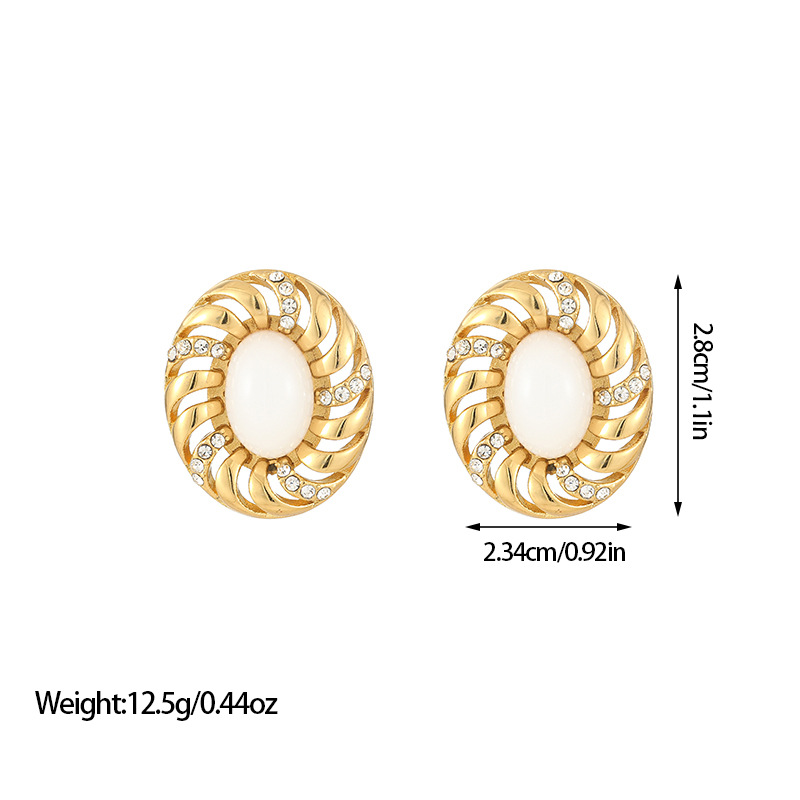 22g Weight Titanium Steel Ear Needle Material Ear Studs Classification 1 Pair Quantity Holiday, Daily Occasion Titanium Steel Material Oval Pattern All Seasons Season Women's Gender Plating Design Vacation, Classic Style Style 1 Pair Vacation Classic Style Oval Plating Titanium Steel Ear Studs 5