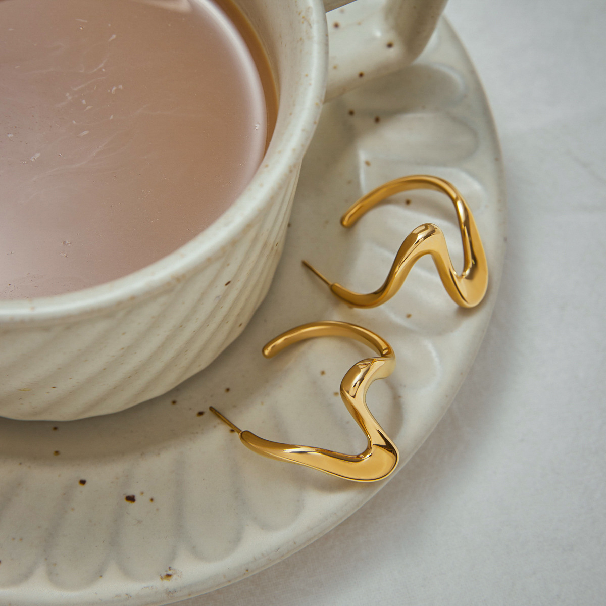 Titanium Steel Earrings Line 18K Gold Stainless Steel Studs