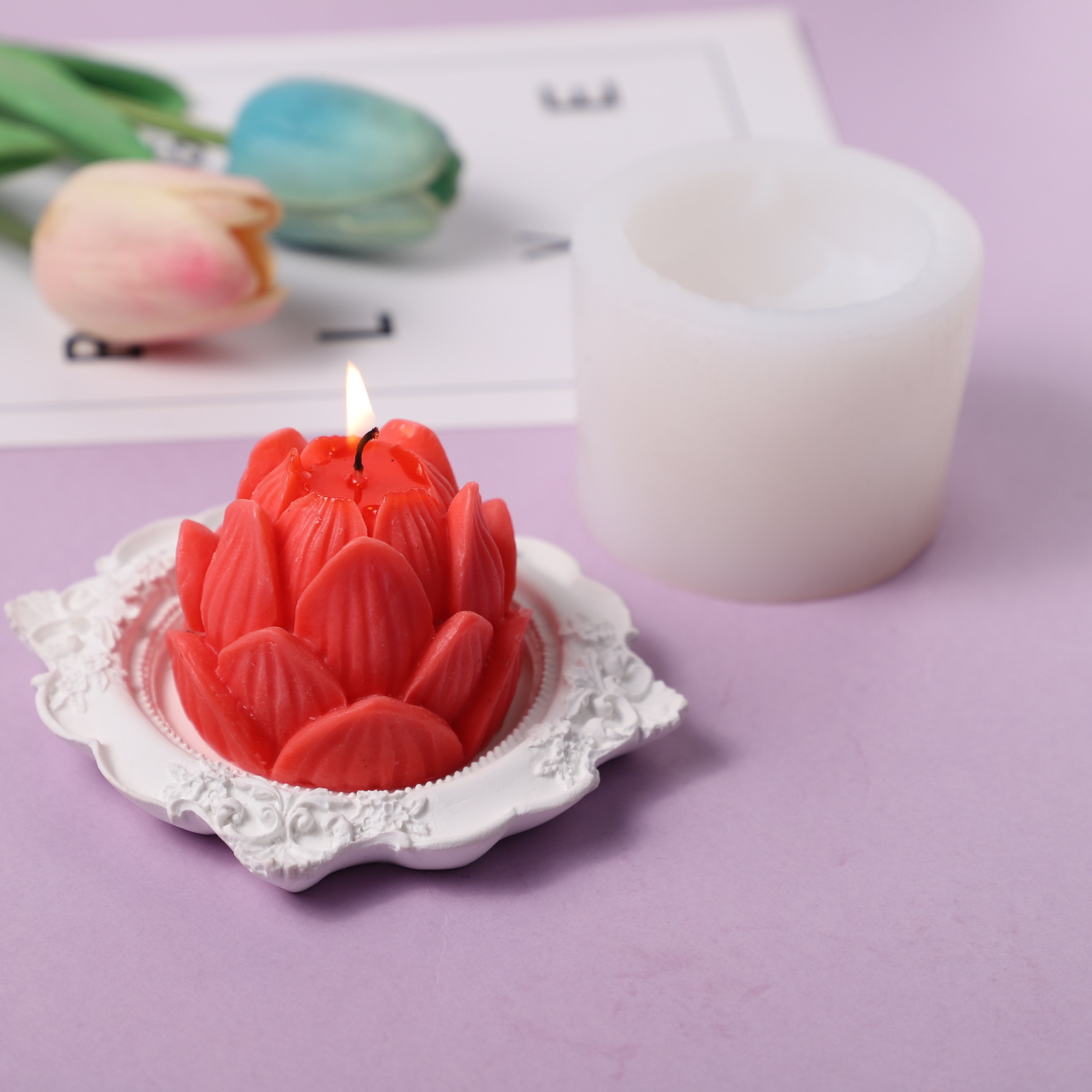 Трехмерный лотос ароматерапия свечи плесень DIY мыло ручной работы креативная выпечка мусс торт силиконовая форма