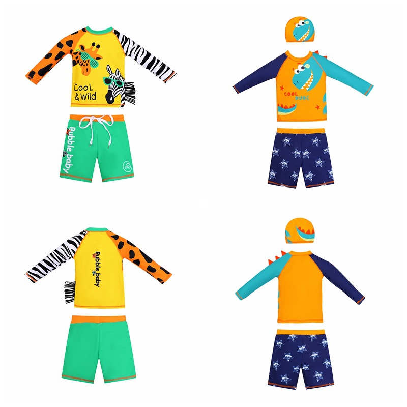 Bubble Baby Cartoon Long-sleeved Split New Children's Swimsuit Boy's Swimsuit Amazon 1-8 Years Old Children's Swimsuit