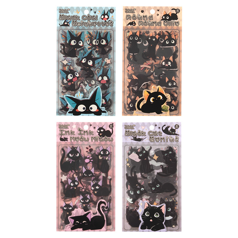 Hakimi Meow Series Cartoon Cat Theme Pet Impermeable Transparente Cuenta de mano Etiqueta de hoja plana Etiqueta de decoración de diario de bricolaje