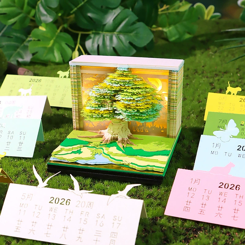 3D Castle Desk Calendar, Custom Creative Gift, 2026 Weekly Options with Lighted Covers