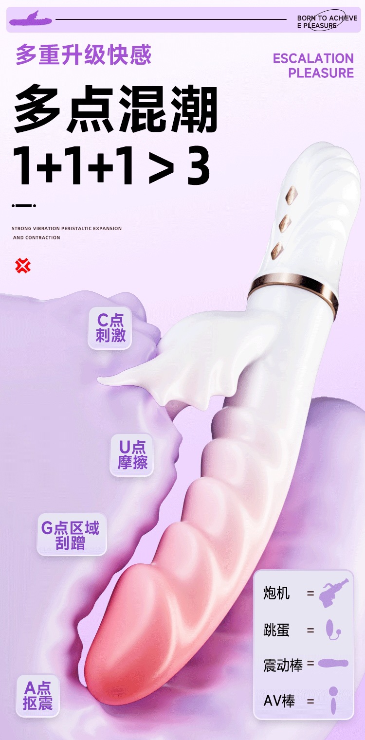 Jiuai Telescopic AV Vibrator for Women, TPE, Button Control, Under 60 dB — detail image 14