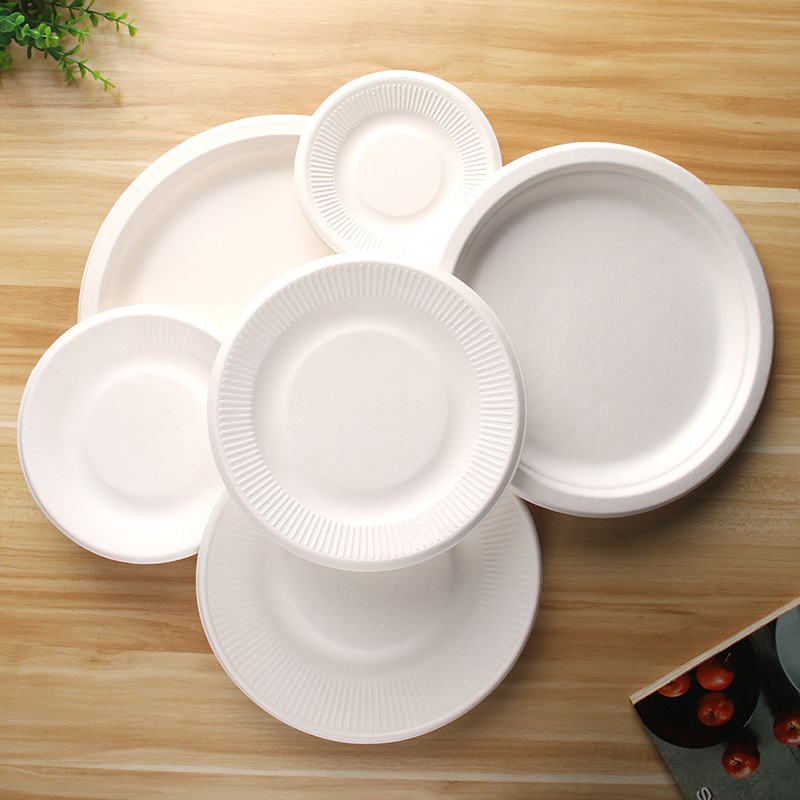 Disposable Paper Plate Thickened Tableware Food Grade Fruit Plate Barbecue Cake Bone Plate DIY Kindergarten Drawing Plate Dinner Plate