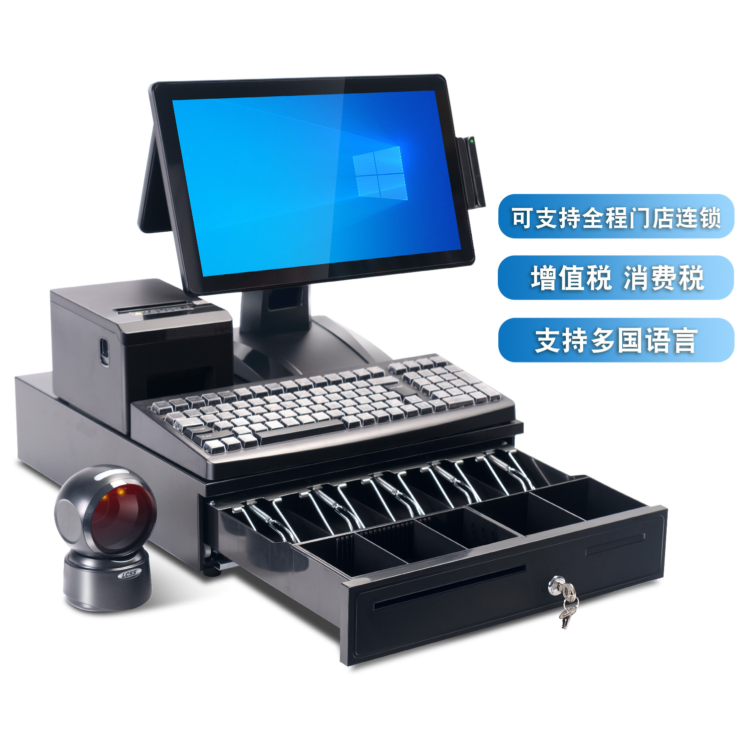 Exportación de comercio exterior POSSYSTEM SCASH REGISTER en el extranjero POSMACHINE Cajera registradora todo en uno