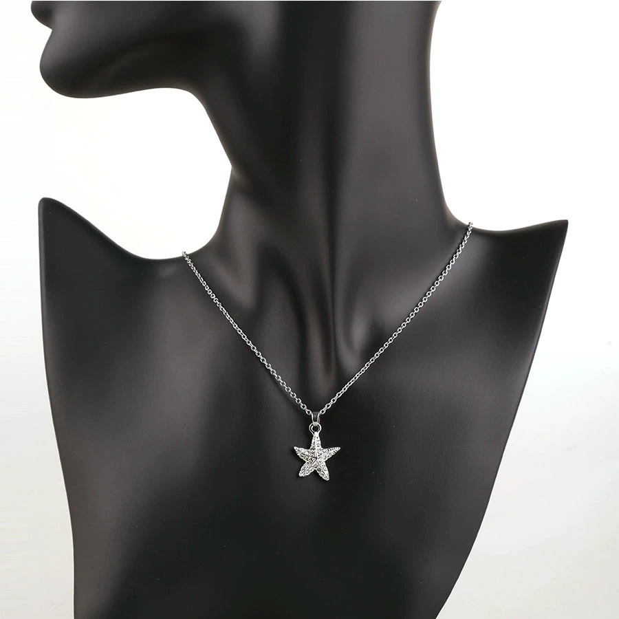 1pc серебряный кулон ожерелье случайный простой морской жизни морской звезды кулон 40 см длинная цепь 7 см трансграничный