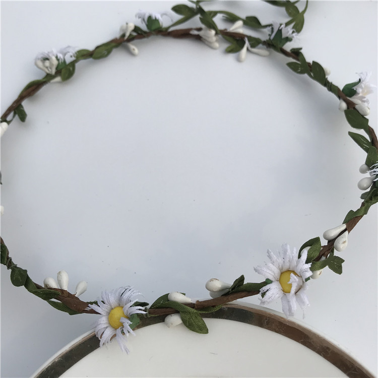 韓国式森系花嫁の頭飾り花環小菊二重藤条髪飾りヘアリング影楼撮影写真海辺