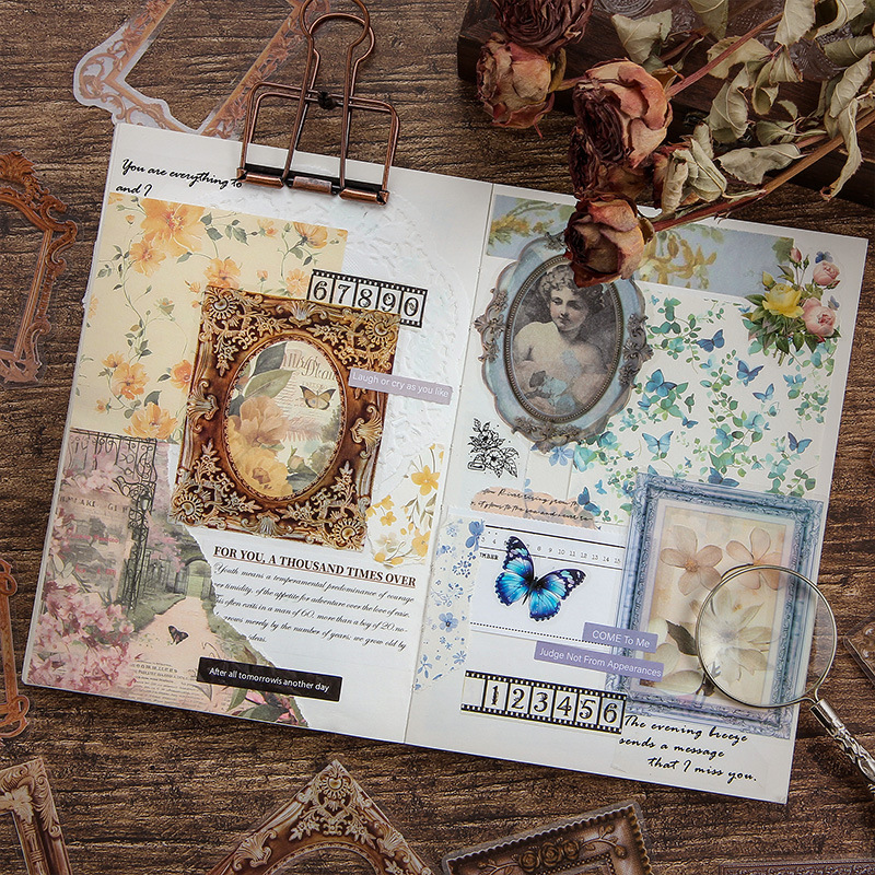 Impresión pintoresca transparente pegatinas de mascotas impermeables paquetes de pegatinas de marco retro transfronterizos álbum de fotos de decoración pegatinas de marco de fotos europeas