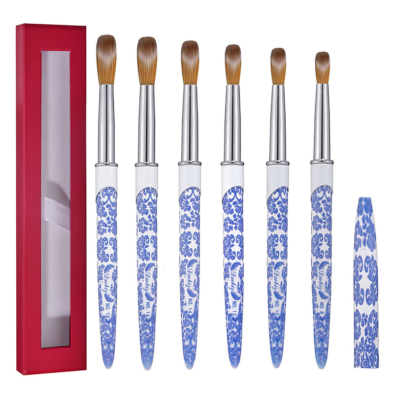 New China style blue and white porcelain rod round head mink hair crystal pen acrylic nail brush acrylic chalk nail brush New China style blue and white porcelain rod round head mink hair crystal pen acrylic nail brush acrylic chalk nail brush