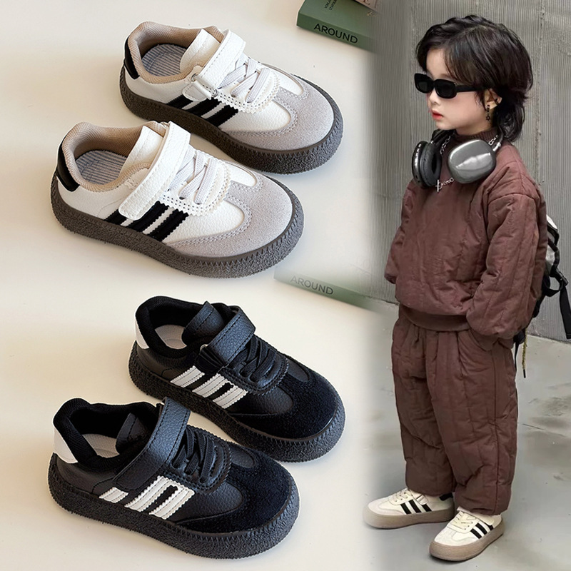 Korean-Style Children's Training Shoes 2025 Spring New Model for Boys and Girls, Optional Cotton-Lined Single Shoes, White Shoes, Baby and Parent-Child Shoes