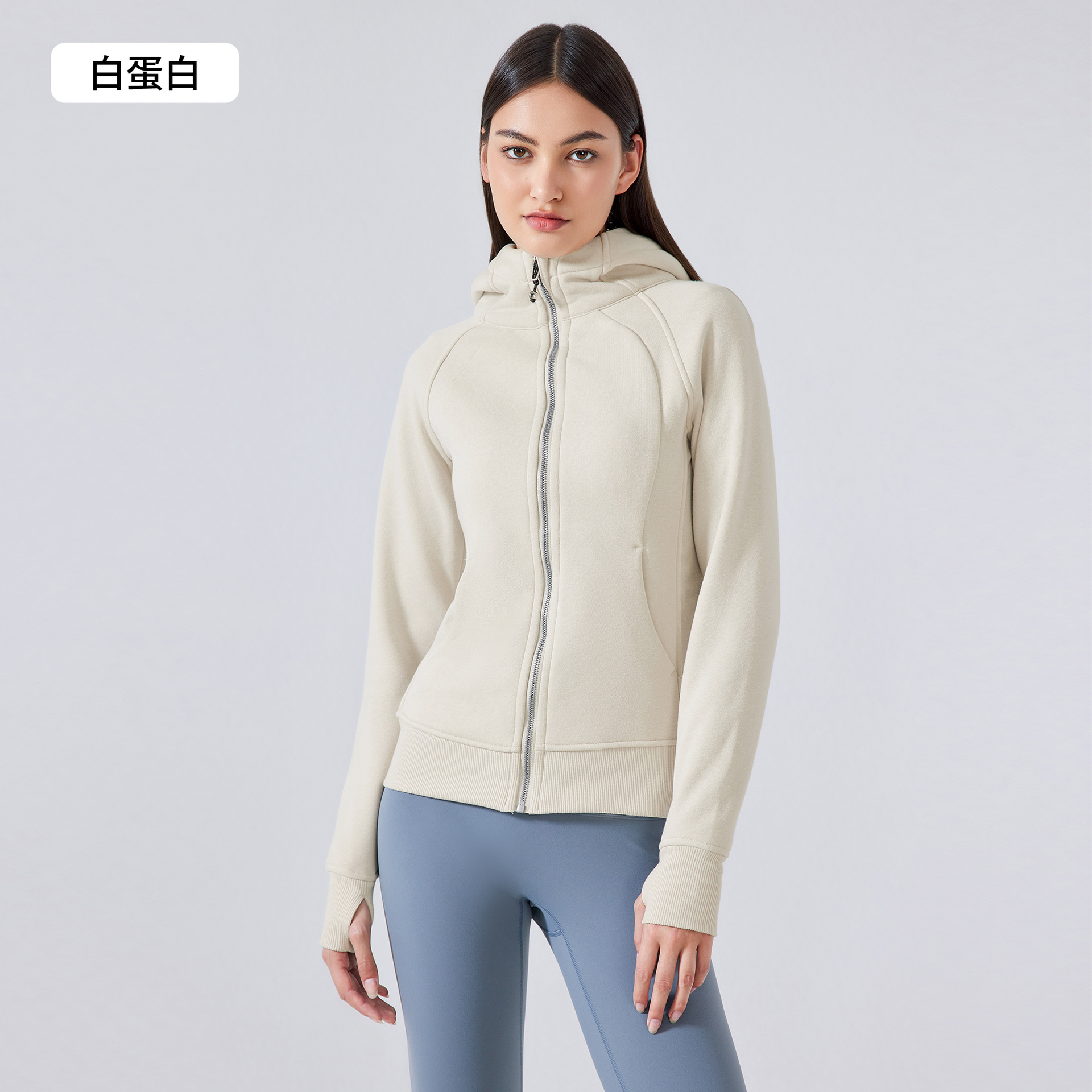 秋冬の新スタイルベルベットフード付きジッパースポーツジャケット女性のカジュアルアウトドアフィットネスヨガ服 DJ028 ソフト