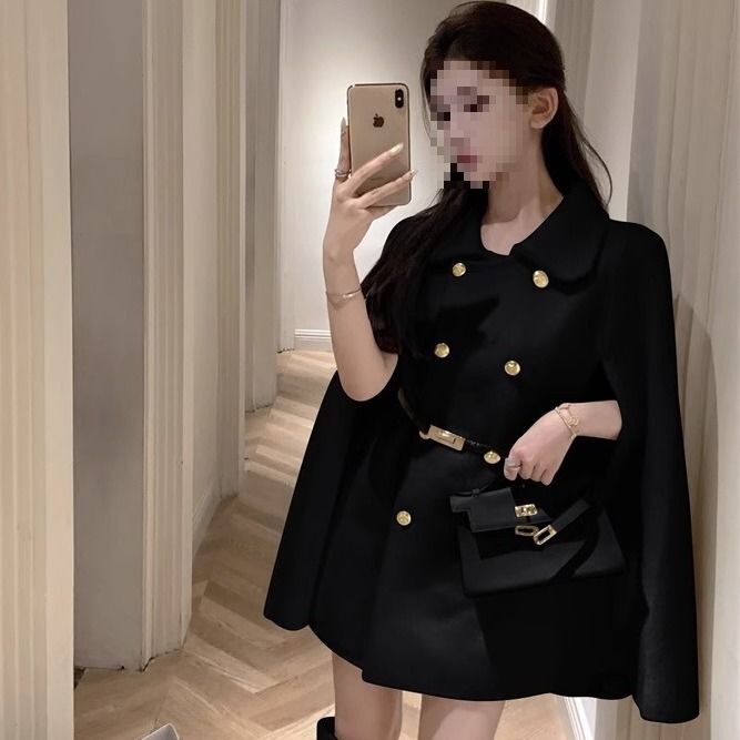 千金小香风毛呢外套女秋冬季感超好看小个子气质斗篷大衣|undefined