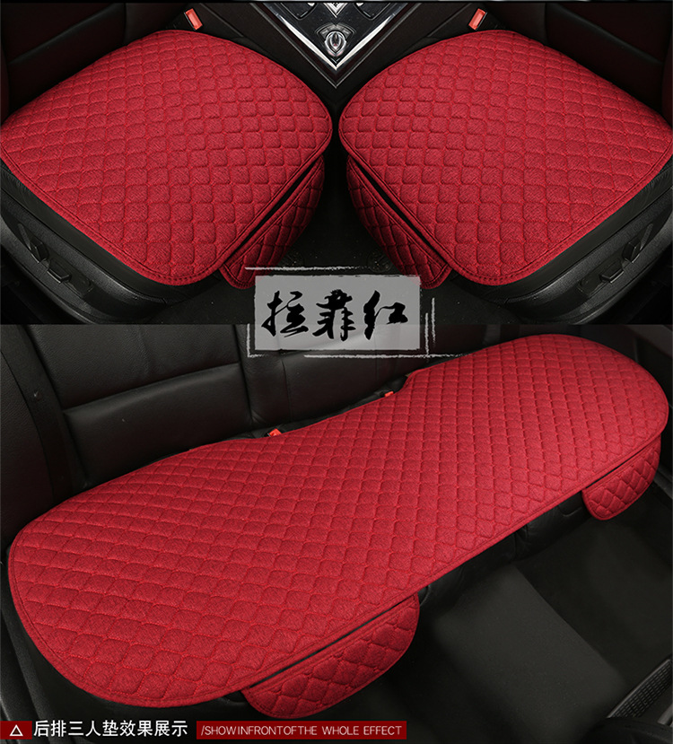 Car Seat Cushion Linen Car Seat Cushion Four-Season Universal Car Seat Cover Five-Seater Breathable Car Cushion Foreign Trade Hot Style