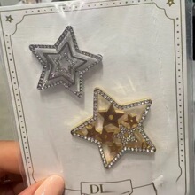 D2025圣诞vic赠品五角星镶砖发夹 星星一字夹