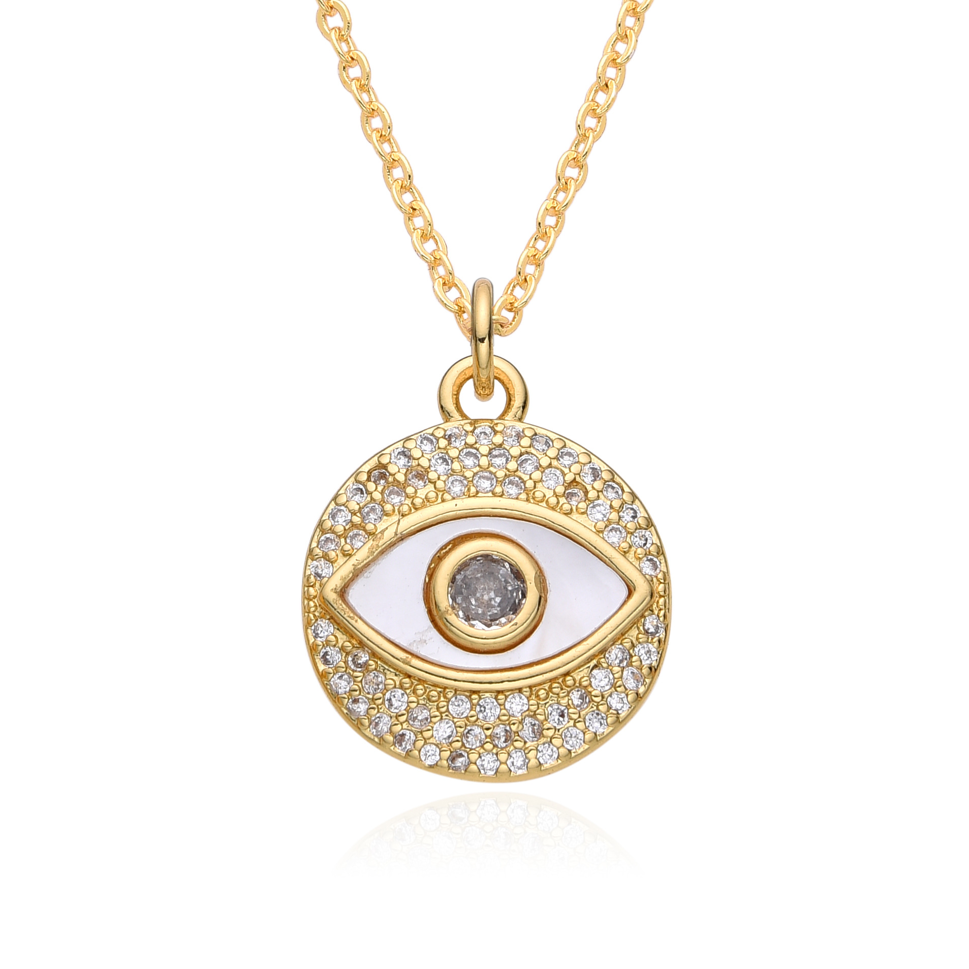 15g Weight Zircon Inlay Material Pendant Necklace Classification cable chain Chain Type 1 Piece Quantity Daily Occasion Copper Material Eye Pattern Women's Gender Plating, Inlay Design Retro, Classic Style Style Copper Retro Classic Style Eye Plating Inlay Zircon Pendant Necklace 5