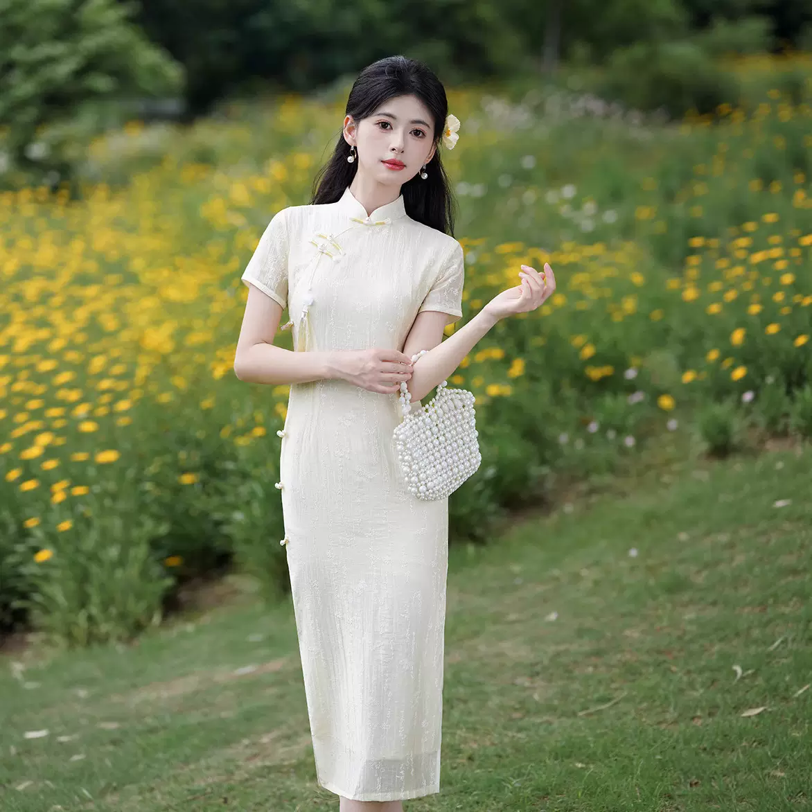 2025年新款旗袍双层旗袍短袖