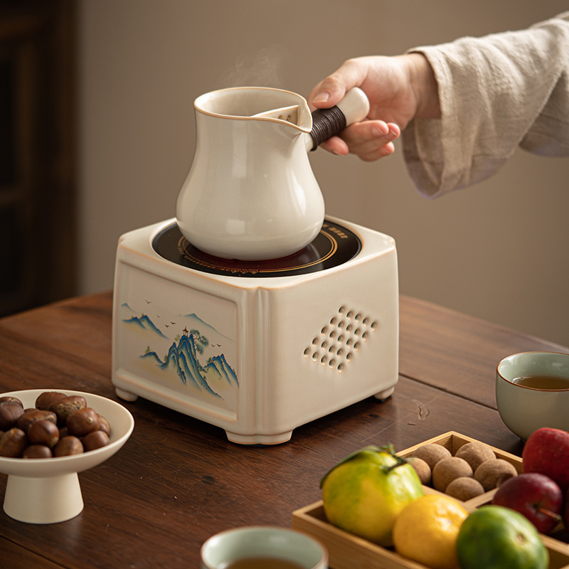 Soda Glaze Electric Ceramic Furnace Enclosing Furnace Tea Boiling Water Tea Set Electric Tea Stove Small Boiling Teapot Tea Maker Set