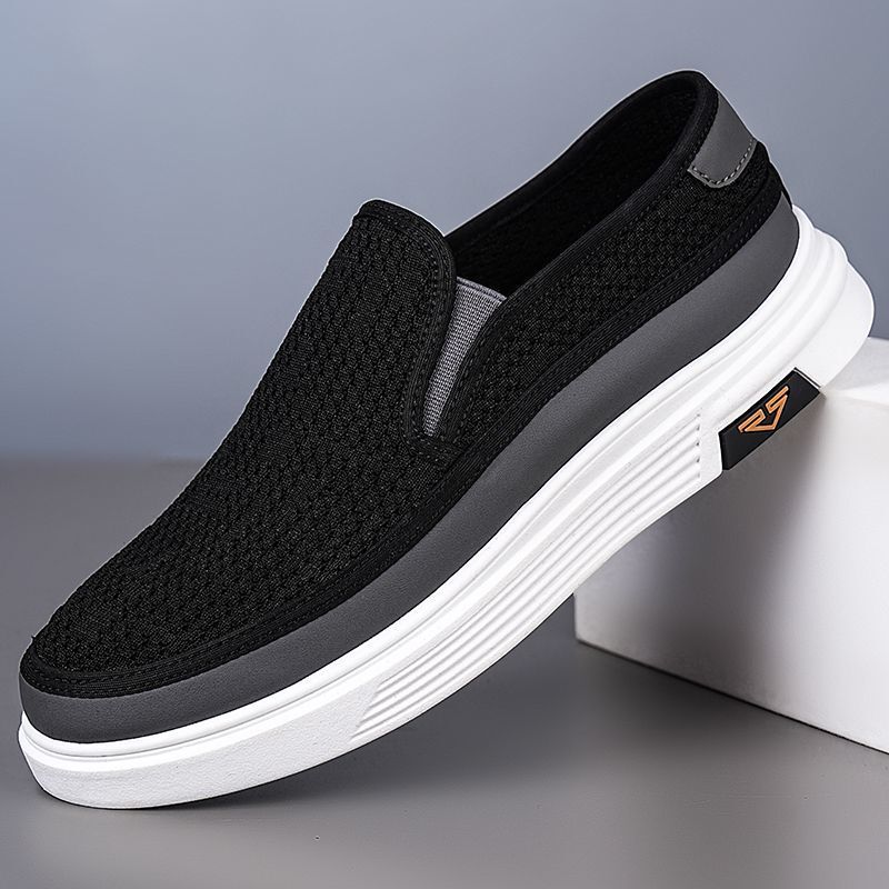 Summer Men's Shoes 2025 New Mesh Breathable White Shoes Soft Sole Soft Surface Slip-On Slip-Ons Non-Slip Clogs