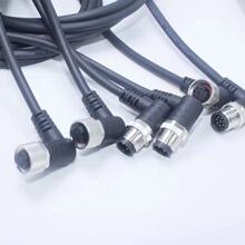 m12防水连接器4/5芯母头带线传感器接头对插圆形航空插头公头定制