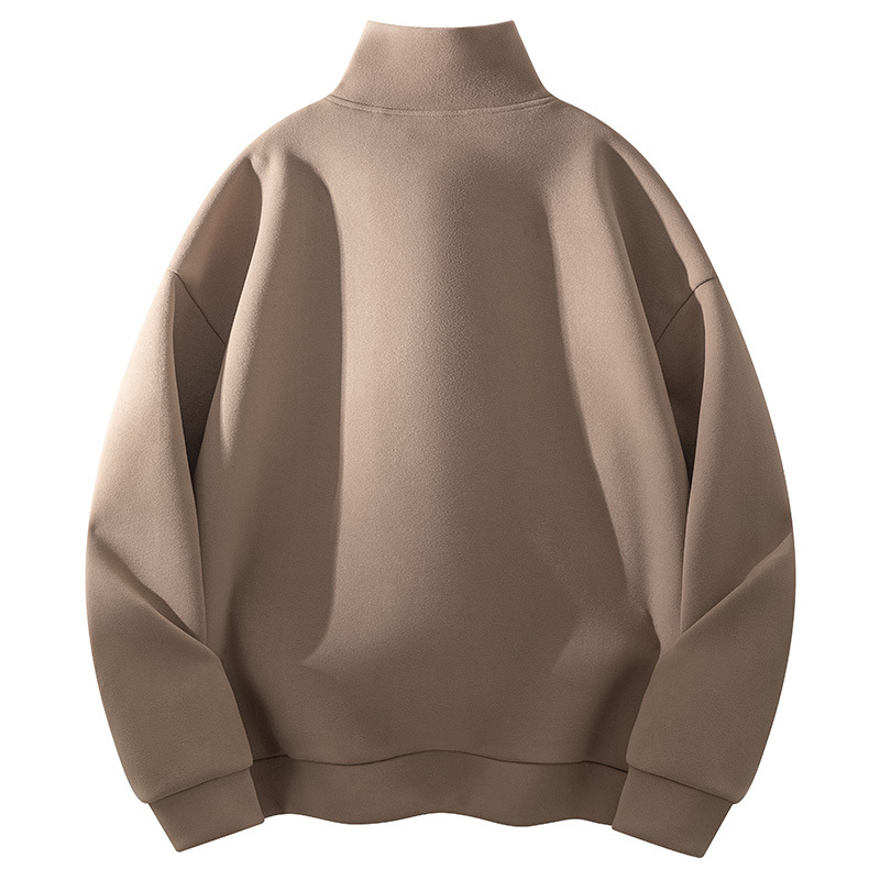 Felpa in velluto calda con collo alto, calda e semi aperta, casual, versatile, nuova collezione autunno e inverno da uomo_voghion.com