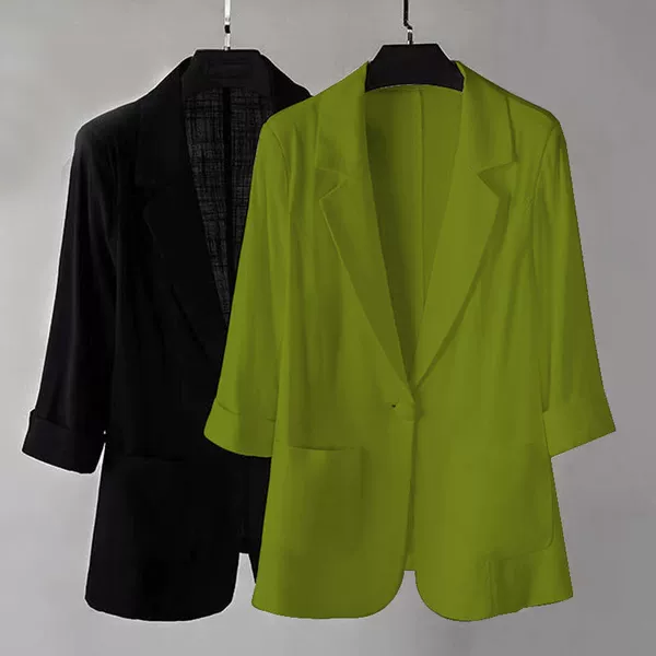 Three-quarter sleeve suit---military green