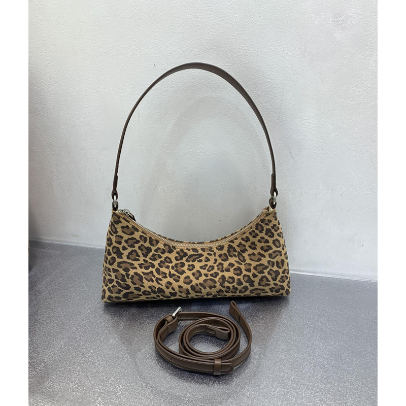 Genuine leather women 2024 new style extremely simple leopard print frosted cowhide stick armpit for women, single_voghion.com