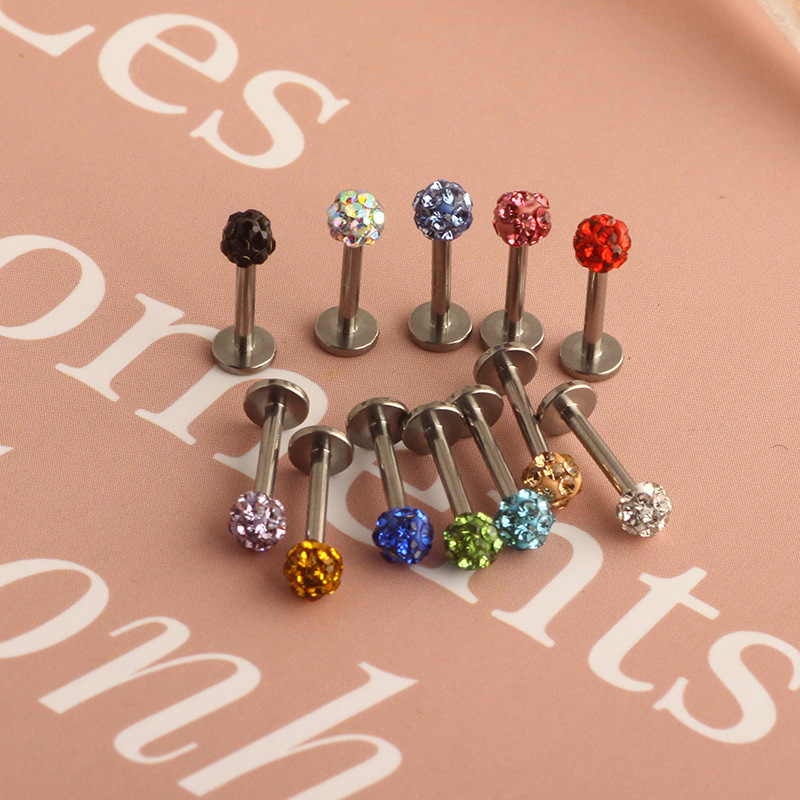 G23 Titanium Lip Stud 8mm Ball Flat Bottom Rod Earrings Body Piercing Jewelry detail image 7